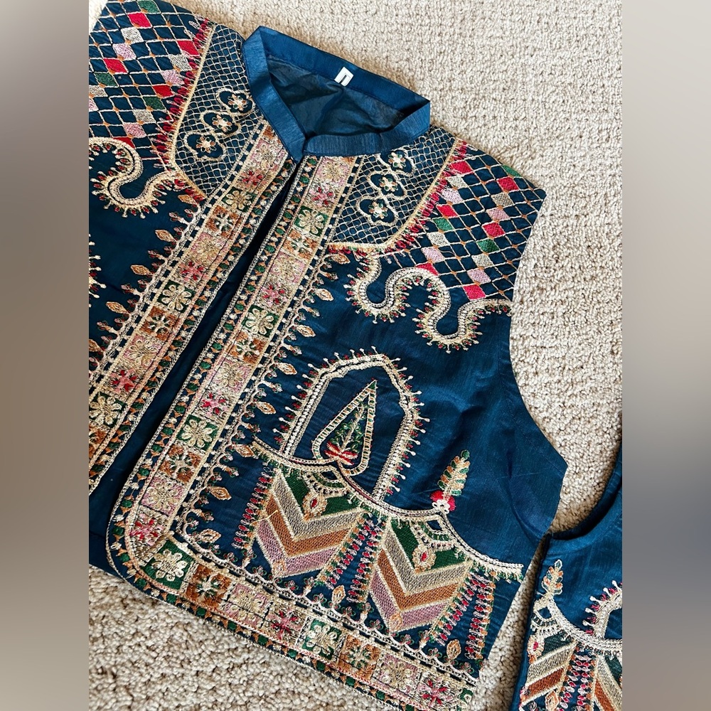 Embroidered Vest with Multicolor mommy and daughter matching jackets Indian paki